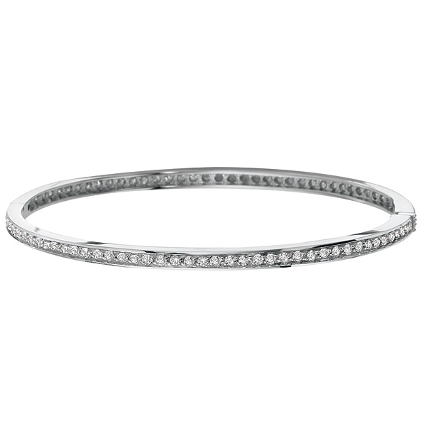 Diamond Hinged Bangle in 14k White Gold with 83 Diamonds weighing 1 ...