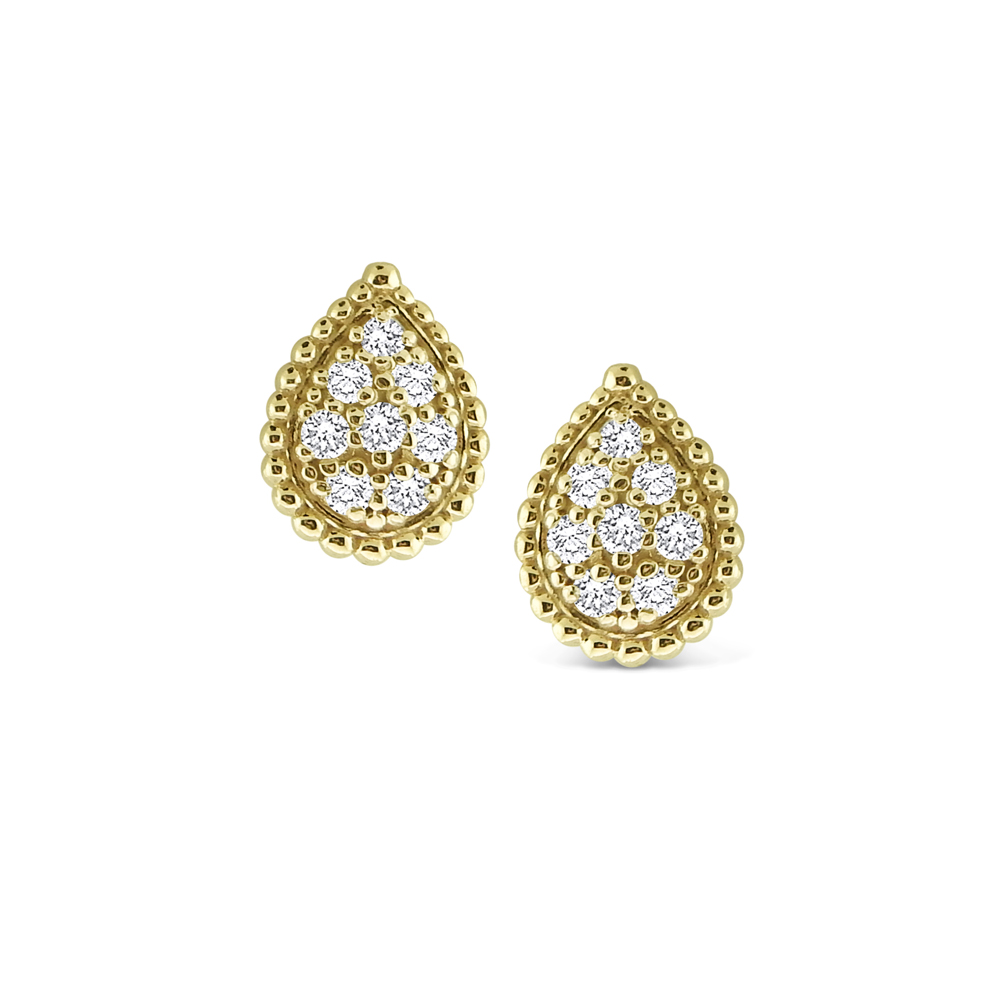 14K Gold and Diamond Pear Studs