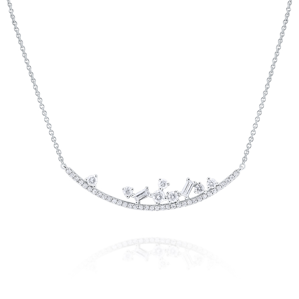 Diamond Mosaic Curve Necklace Set in 14 Kt. Gold
