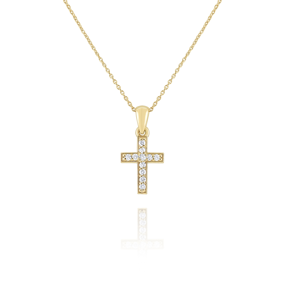 Diamond Cross Pendant Set in 14 Kt. Gold