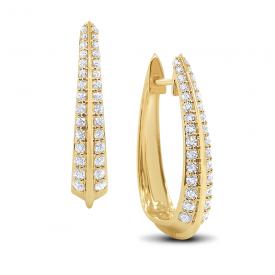 14k Gold and Diamond Blade Hoops