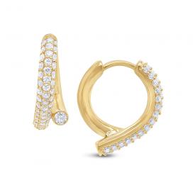 14k Gold and Diamond Twist Hoops, Small 