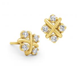 14k Gold and Diamond Stud Earrings