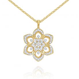 14k Gold and Diamond Lotus Necklace
