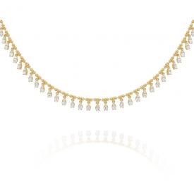 14kk Gold and Diamond Pear Shape Fringe Necklace