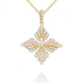 14k Gold and Diamond Floral Necklace