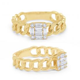 14k Gold and Diamond Chain Link Ring