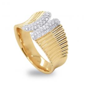 14k Textured Gold and Diamond Ring