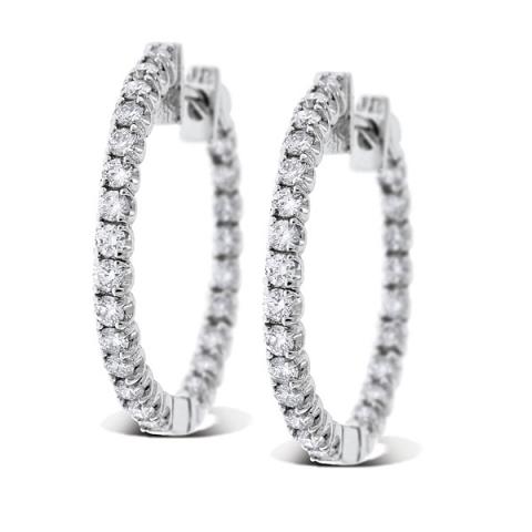 Diamond Inside Outside Hoop Earrings in 14k White Gold with 50 Diamonds ...